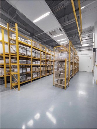 Organized factory warehouse